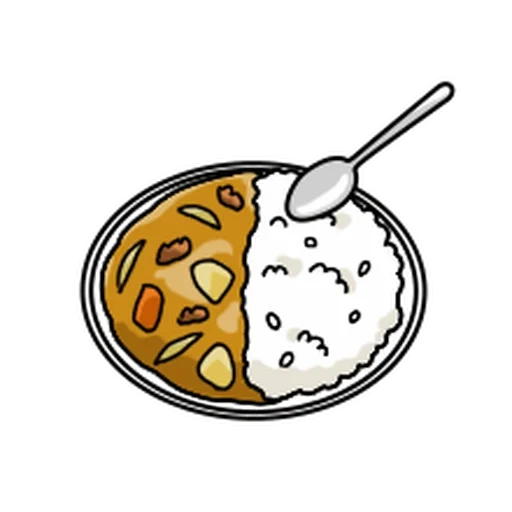 cibo, icona di zuppa, icona del cibo, figura cibo al curry, piatto del cartone animato