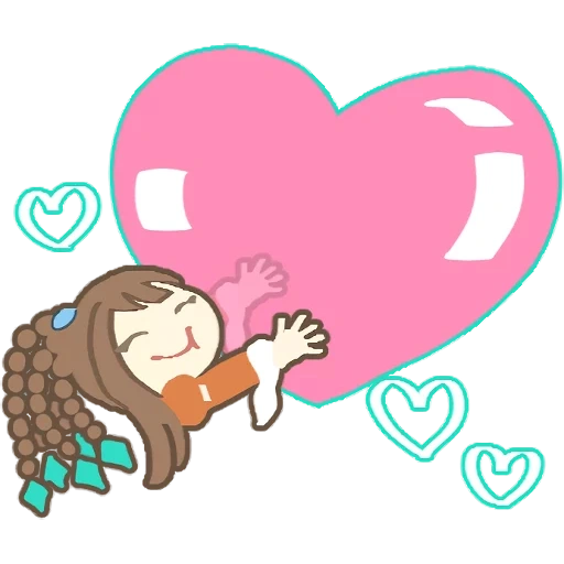 girls cartoon with a heart, gambar lucu, in love girl cartoon, anime, stiker untuk vaiber untuk lp