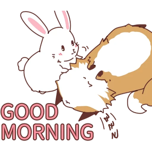 seni kelinci, pola kelinci, fox dan bunny art, sanrio good morning