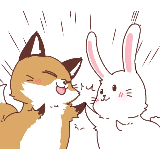 аниме, лисичка, fox and bunny art