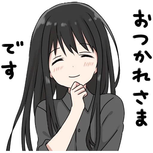 menggambar, anime stiker chan, gadis dengan stiker rambut hitam panjang, anime chan, stiker anime