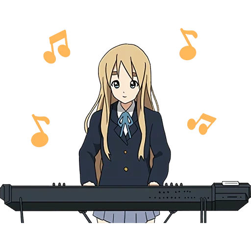 mugi, mugi chan, keion mugi, minako kotobuki, tsumugi kotobuki mit einem synthesizer