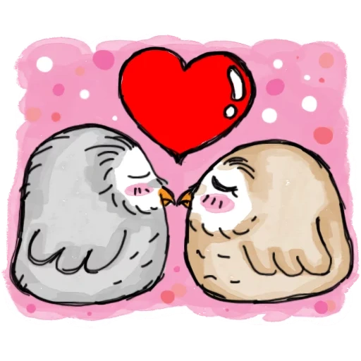 dessins mignons, hibou avec un cœur, beaux croquis de picci, beaux croquis de pingouins, lovers of seals dessin
