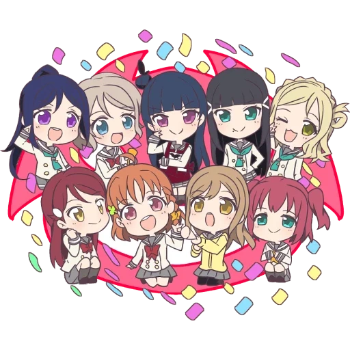 аниме персонажи, персонажи чиби, аниме арты, love live aqours chibi, рико и ханамару