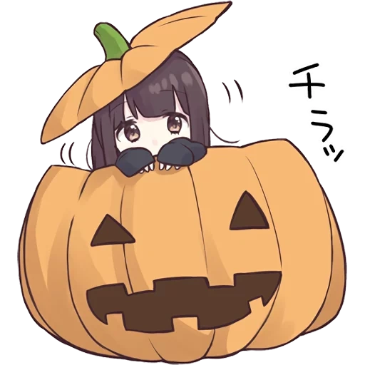 labu chibi, anime kawai, gambar anime, labu halloween, anime arta chibi