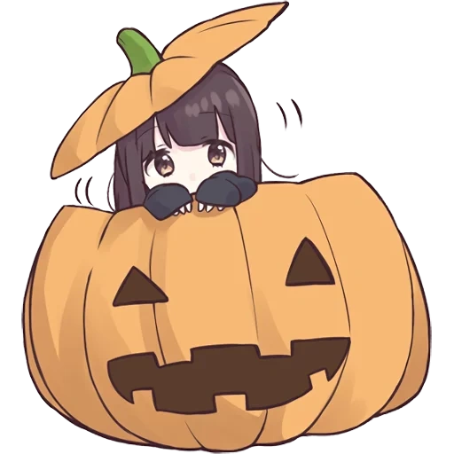 labu chibi, anime kawai, anime halloween, labu halloween, gambar anime yang indah