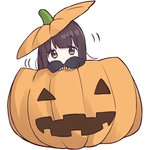 zucca a parete rossa, anime di kawai, anime halloween, zucca di halloween, carino modello anime