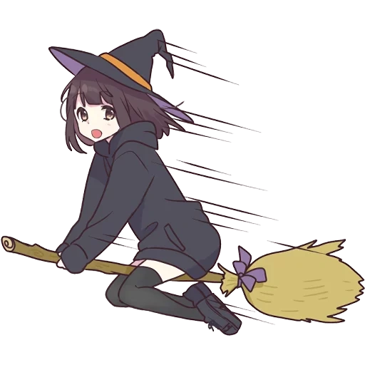 witch, witch anime, witch's broom, little witch