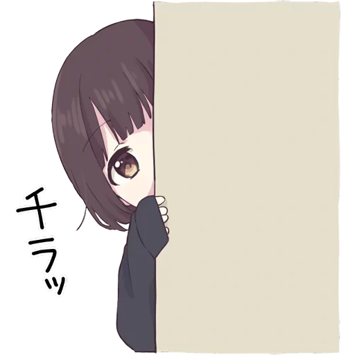 animation, chen jia zi, lovely cartoon pattern, anime girl peeking, anime girl peeps from the corner