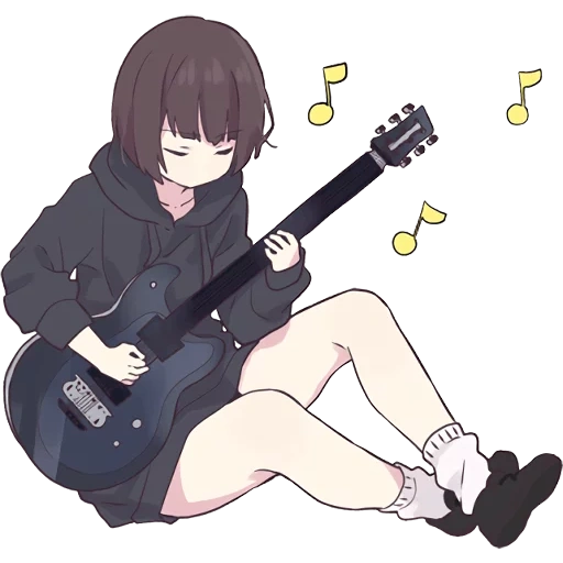 bild, menher chan, anime gitarre, anime charaktere, anime girl spielt gitarre