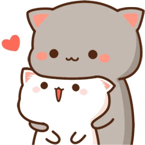 mochi peach cat, goma and mochi cat scarf, kawaii cats couple, kawaii cats, cute drawings cute