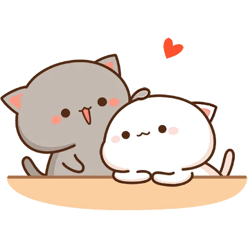 kucing kawaii yang cantik, kawaii kucing cinta, pasangan kucing kawyan, kucing kawyan menyukai baru, mochi mochi peach kucing