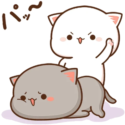 mochi mochi peach cat telegram, cute kawaii cats, mochi mochi peach cat, kawai chibi seals stiker di tg, kucing kawyan pasangan