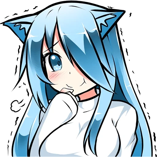mukineko, anime neko, cartoon character, muki very shy cat