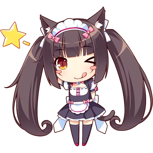 nekopara, complexo, a direita é chibi, anime nekopara, chokol é um único