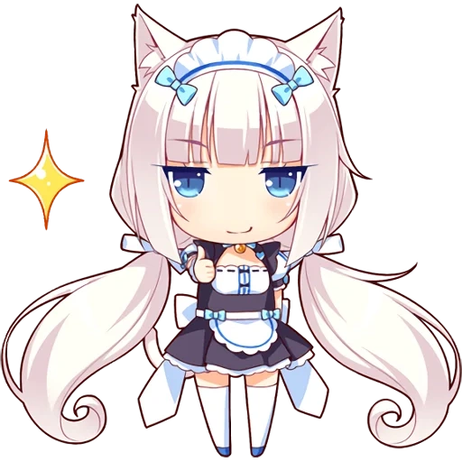 nekopara, la derecha es chibi, el anime es un solo, la vainilla es una sola, la vainilla es un solo chibi