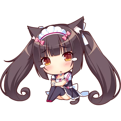 nekopara, chokola chibi, la droite est chibi, chokol est un seul