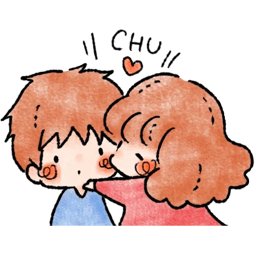 preciosas parejas, parejas de dibujos animados, dibujos de parejas, el beso de dibujo, dibujo de besos de niña