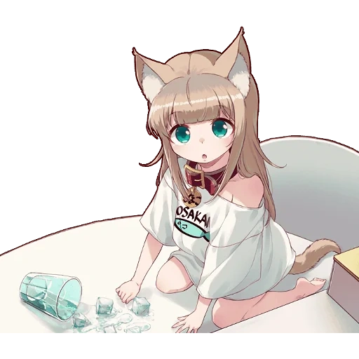 animação neko, jinnazi neizi, osakana neko, daxie yoko, menina de anime fofa