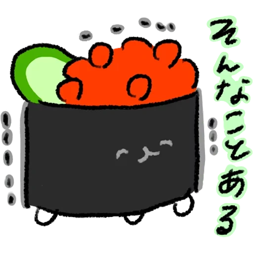 sushi, rollos de sushi, agedash tofu, dibujos animados de sushi, rollos de dibujos animados