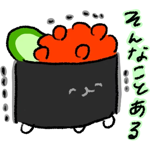 sushi, sushi rolls, agedash tofu, sushi cartoon, cartoon rolls