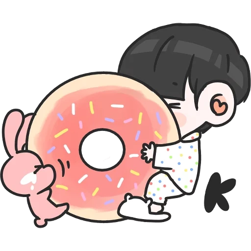 donuts, figura, eu sou um donut, coração vermelho coreano