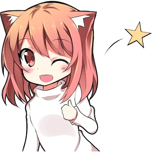 chibi, animação neko, menina anime, mukineko puniko, padrão de anime bonito