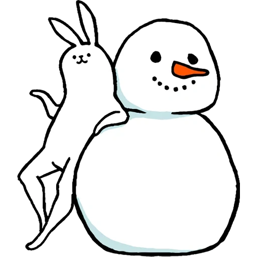 manusia salju, manusia salju, kelinci merah muda, menggambar manusia salju, menggambar manusia salju yang mematikan