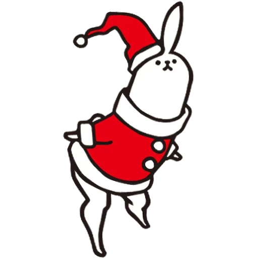 conejo, liebre al sombrero de santa, conejo de año nuevo, dibujos animados de santa klaus