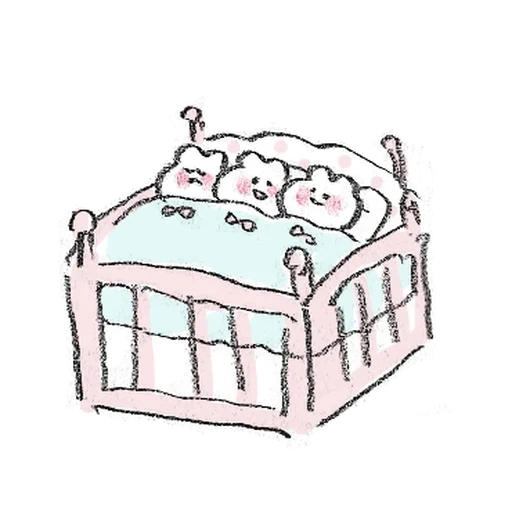 gato, ilustração, cama de pinça, cama padrão, berço