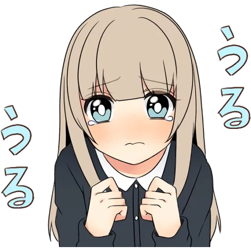 moody puu anime, рисунок, аниме тян, moody girl 2 line sticker 512x489, аниме