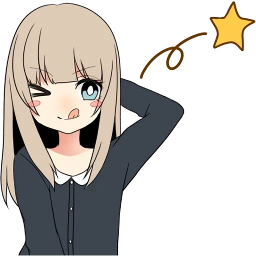 рисунок, тян, аниме, moody girl 2 line sticker 512x489, moody girl sticker anime