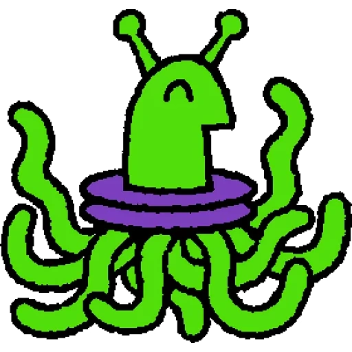 зеленый осьминог, рисунок осьминожки, осьминог, мультяшный осьминог, осьминог рисунок
