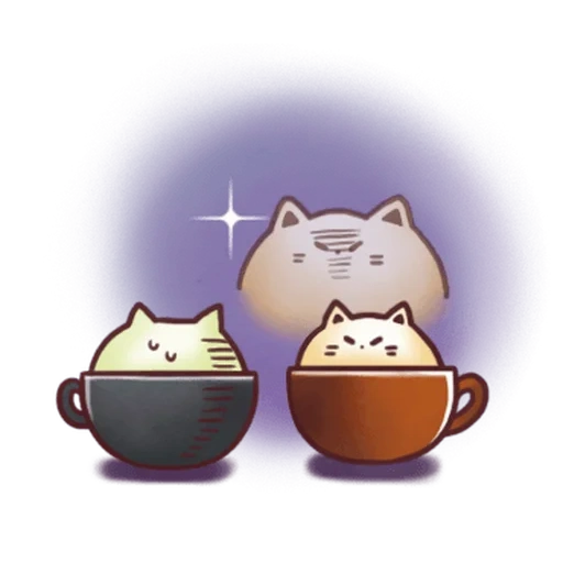 kawaii cats, kawaii gatos de xícaras, copo de gato de desenho animado, círculos de gatos kawaii, kawaii kittens cup