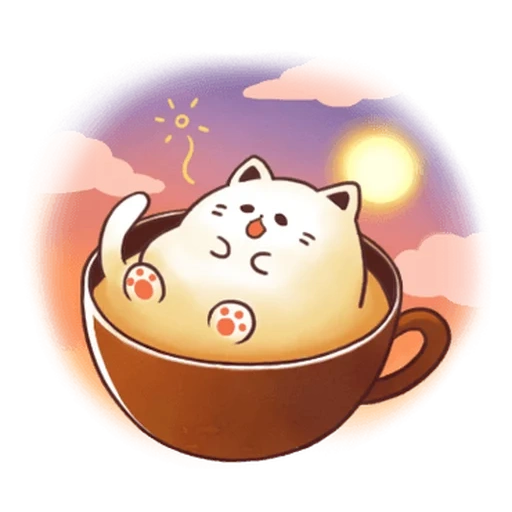 gato, cappuccino, kawai gato, copa de dibujos animados para gatos, patrón patrón de taza de gato