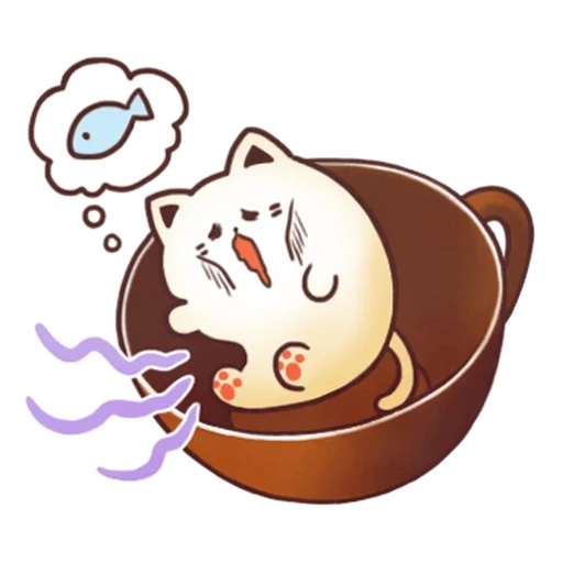 cappuccino, kawai gato, té de sichuan, cat de café kawai, conejo de dibujos animados moran
