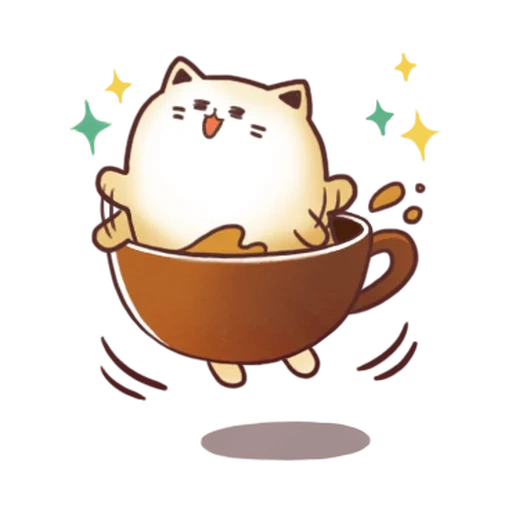 cappuccino, pushin coffee, gatti kawaii, gatti di tazze kawaii, tazza di gatti kawaii