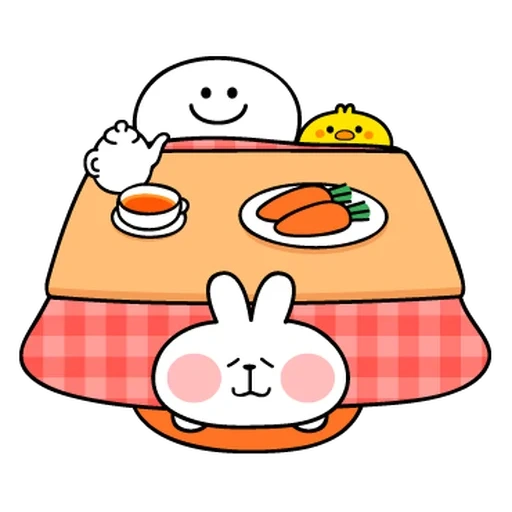 lapin, attelle, spoiled rabbit, dessin de kawai, spoiled rabbit and smile person