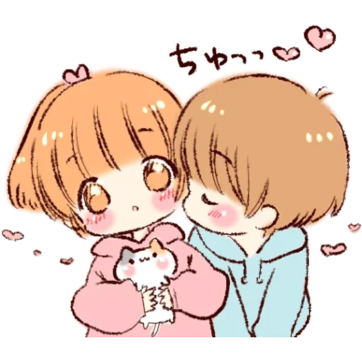 lindos dibujos de anime, anime encantador, chibi, kawaii pareja, lindo anime