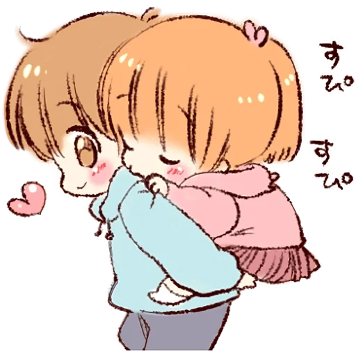 dibujo, preciosas parejas de anime, anime encantador, chibi pareja, pegatinas de anime sobre amistad