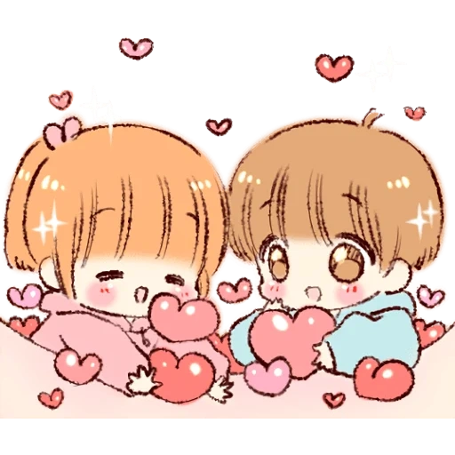 menggambar, bts vkook chibi, gambar indah anime, gambar anime, anime lucu