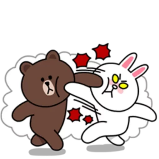 persahabatan, bronconi, garis coklat, lampiran line, bear rabbit love