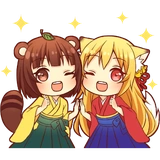 Tanuki & Fox girl :: @line_stickers