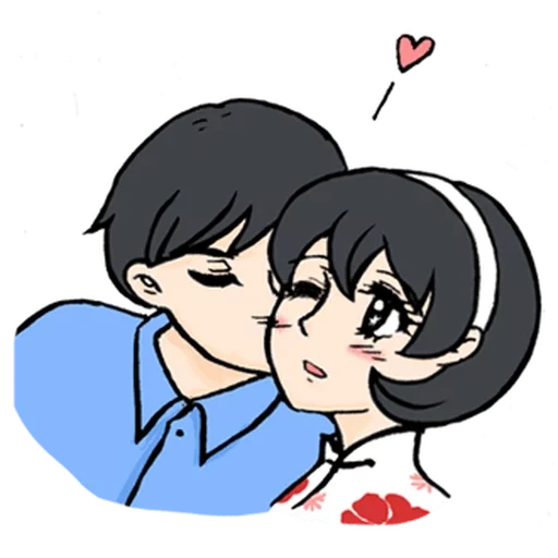 рисунок, человек, милые аниме, ранма акане поцелуй, томиэ целует мальчика