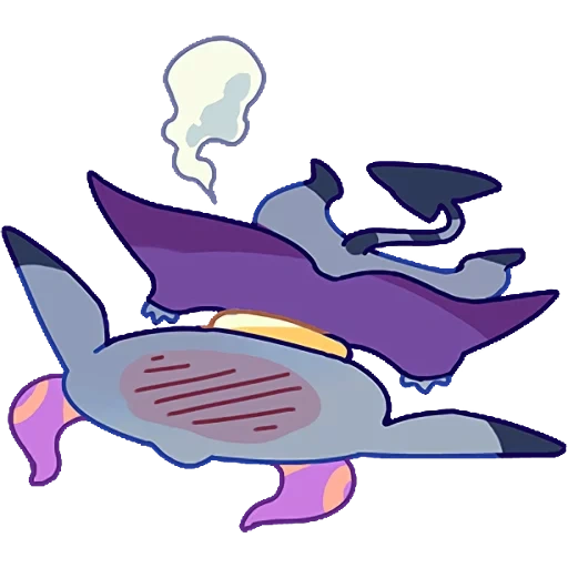 тини, мультяшный кит, наклейка дьявол