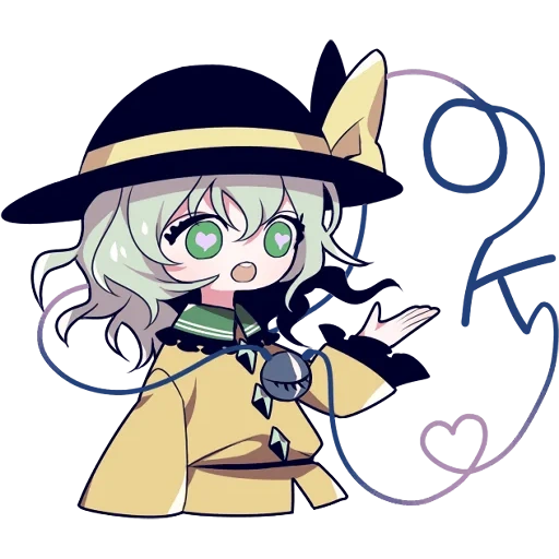 наклейка toho, touhou project, koishi komeiji, коиши touhou чиби, koishi komeiji chibi