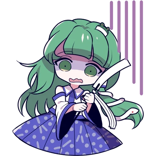 non, anime chibi, sanae kochiya, projet touhou