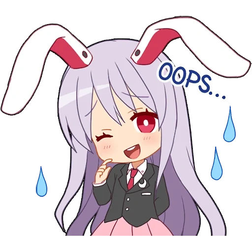 touhou project, stiker, anime bunny, karakter anime, stiker telegram