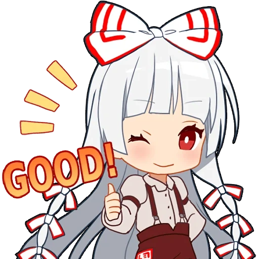 sh1ro stiker, touhou mokou chibi, anime smiley, pegatinas, icono de anime