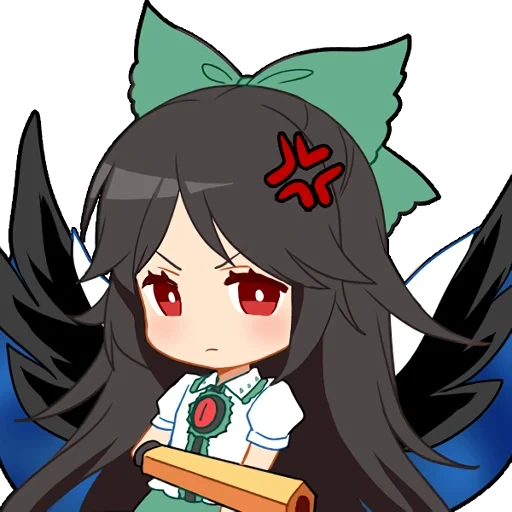 utsuho chibi, adesivos de telegrama, touhou project, reiuji utsuho, utsuho athho chibi